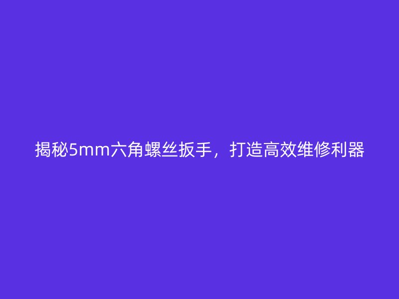 揭秘5mm六角螺絲扳手，打造高效維修利器