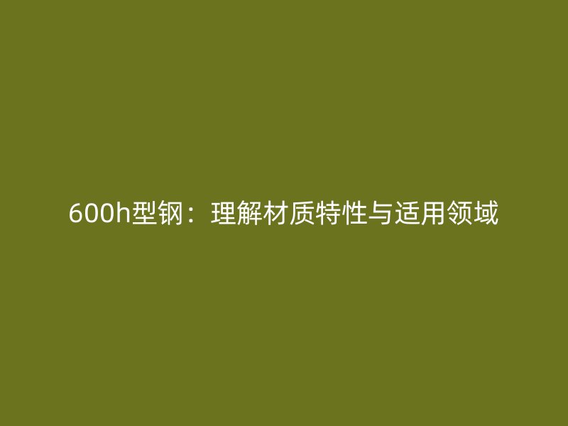 600h型鋼：理解材質(zhì)特性與適用領(lǐng)域